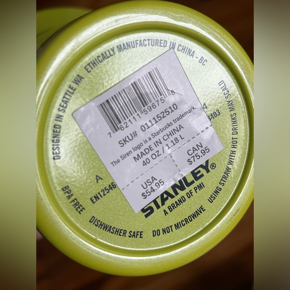 2024 Starbucks Stanley Tumbler Green/Yellow Pearl 40 oz.🌸 - Picture 6 of 9